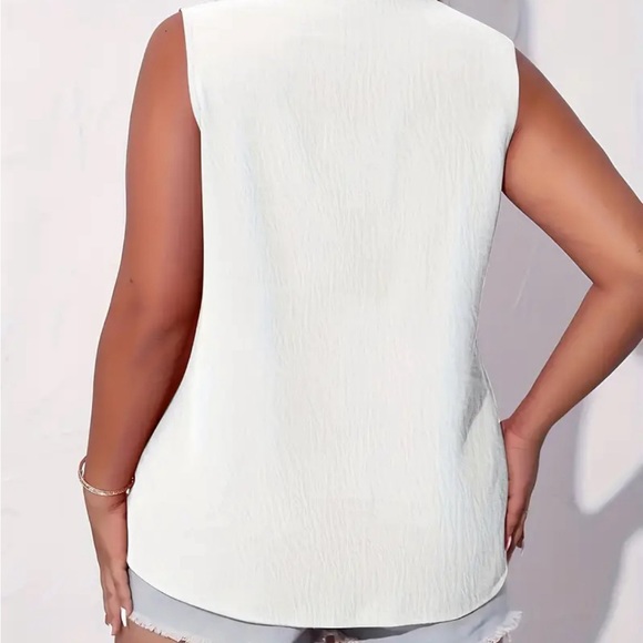 Plus Size Casual Tank Top, Women's Plus Plain V Neck Occassion Elegant Tank Top - Picture 3 of 4